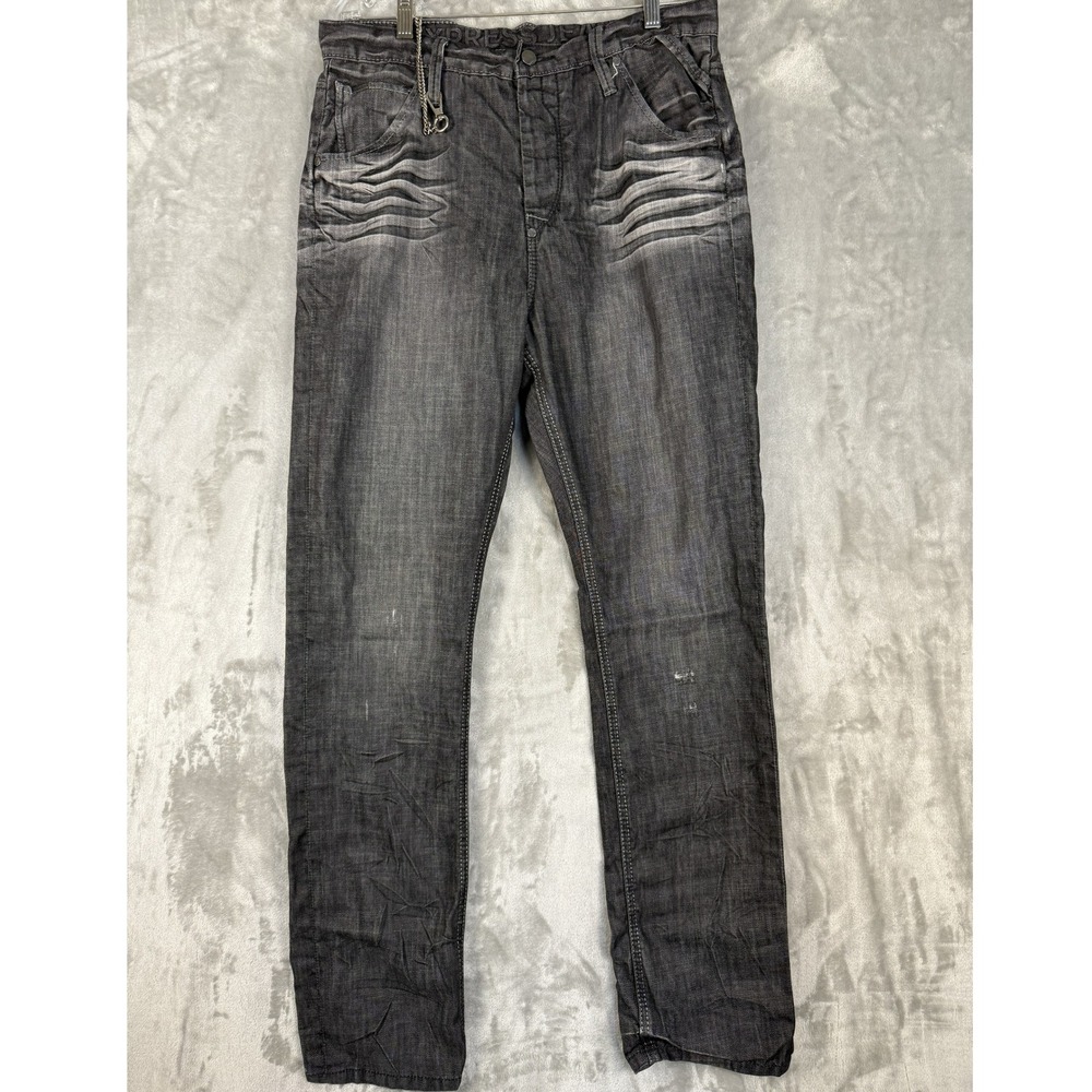Y2K EXPRESS JEANS Mens Dark Wash Slim Fit Denim Pants‎ with Chain Size 32x32